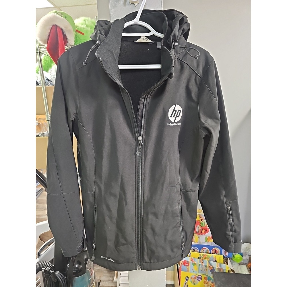 Eddie Bauer HP Indigo Division Softshell Jacket Black Hooded Fleece Lined Large